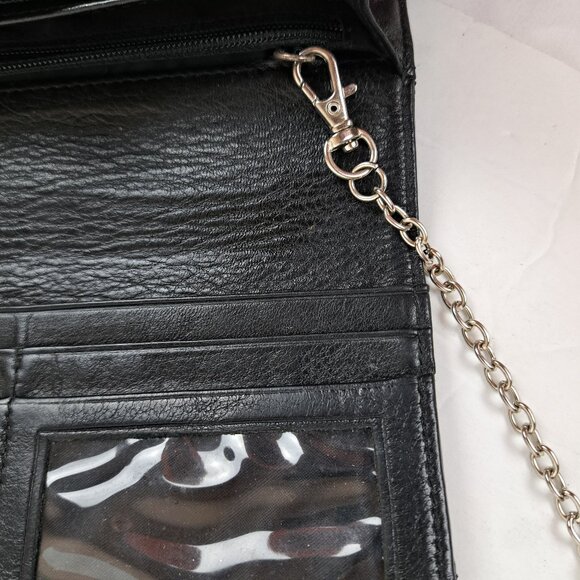 Brighton Croc Embossed Black  Leather Crossbody Clutch Wallet - Picture 10 of 12